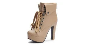 Lace-Up Khaki Brown Punk Rock Platforms