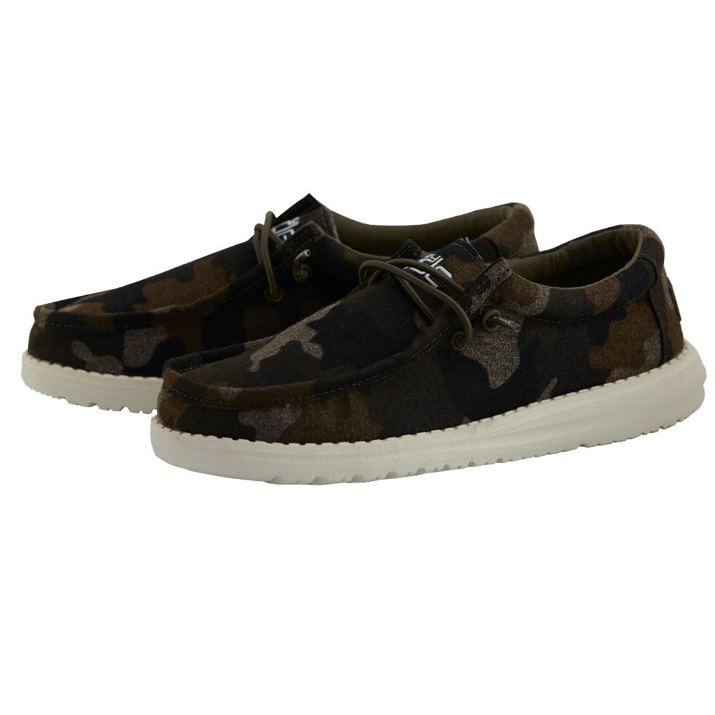 Kid's Wally Youth Linen Moc in Camo 