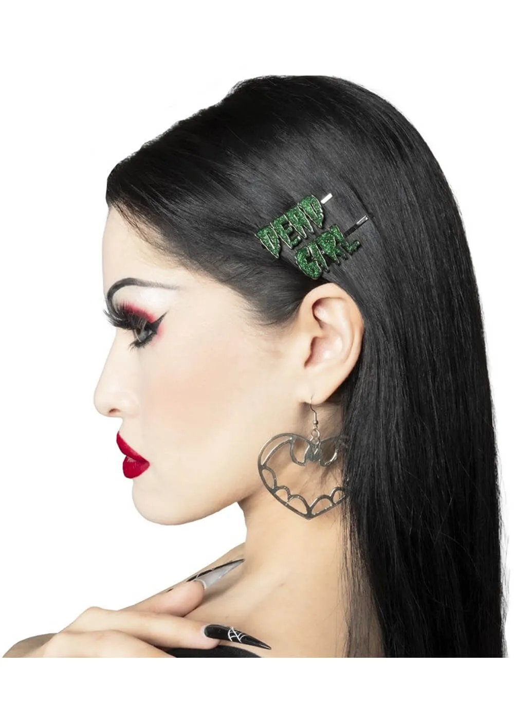 Kreepsville Dead Girl Hair Slides Green