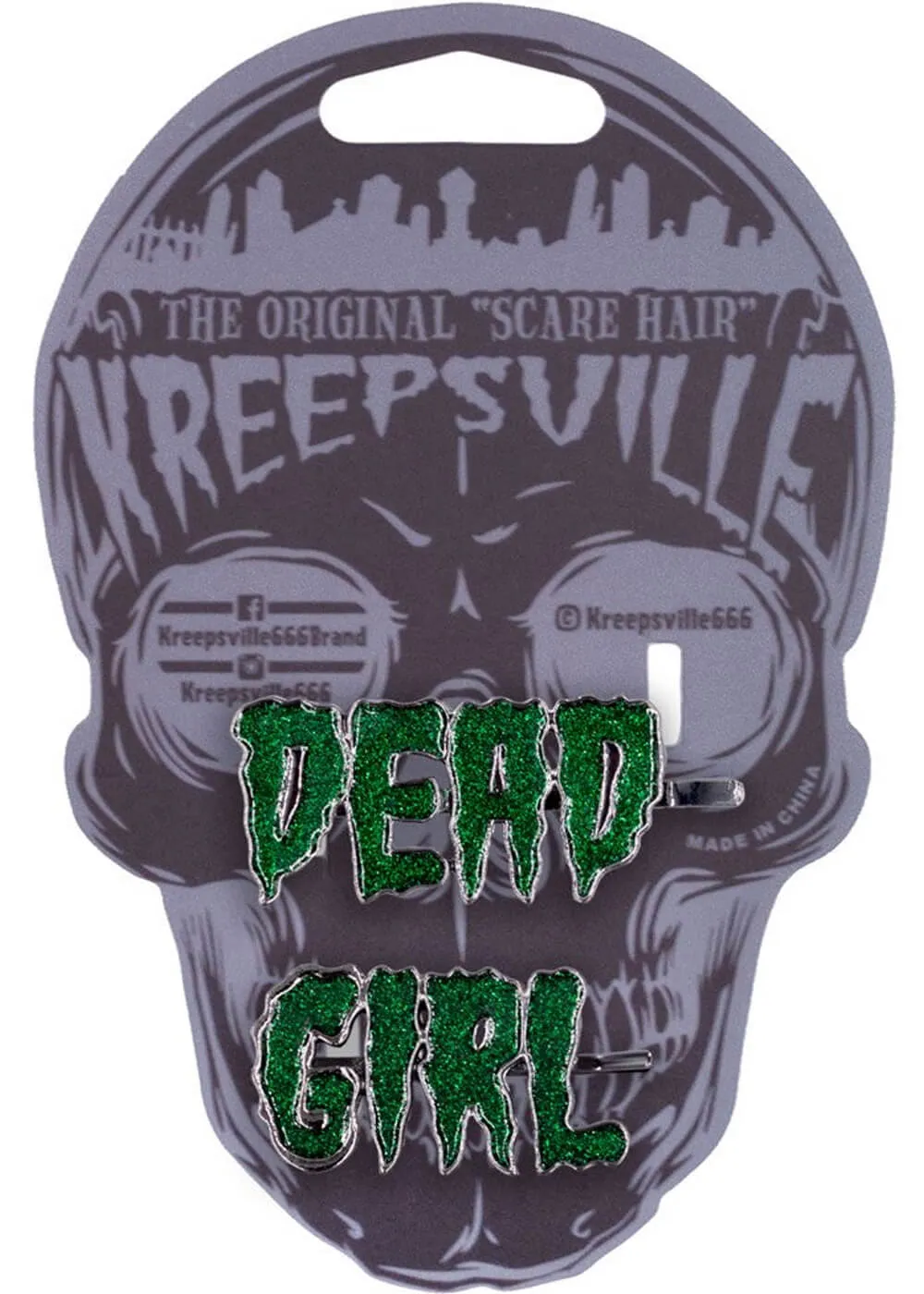 Kreepsville Dead Girl Hair Slides Green