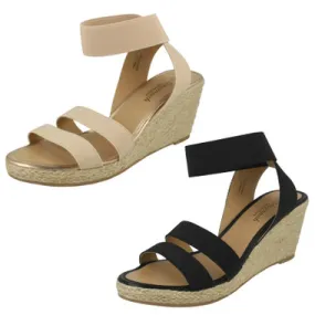 Elastic Ankle Strap Wedge for Women by Ladies Savannah