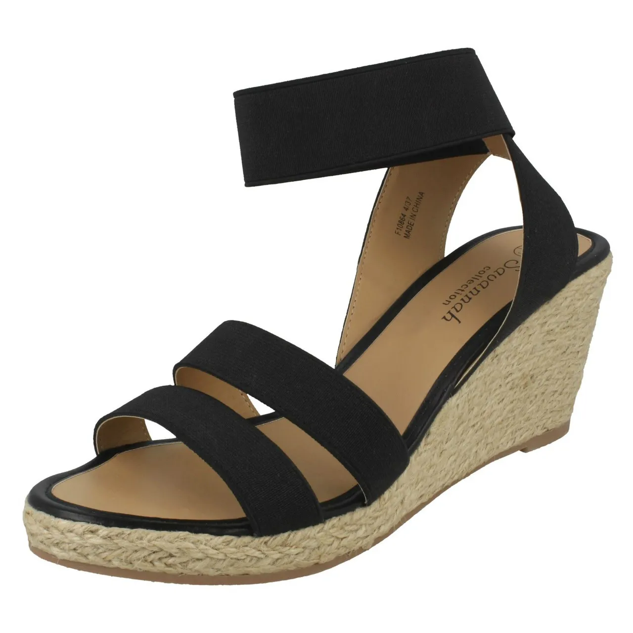 Elastic Ankle Strap Wedge for Women by Ladies Savannah