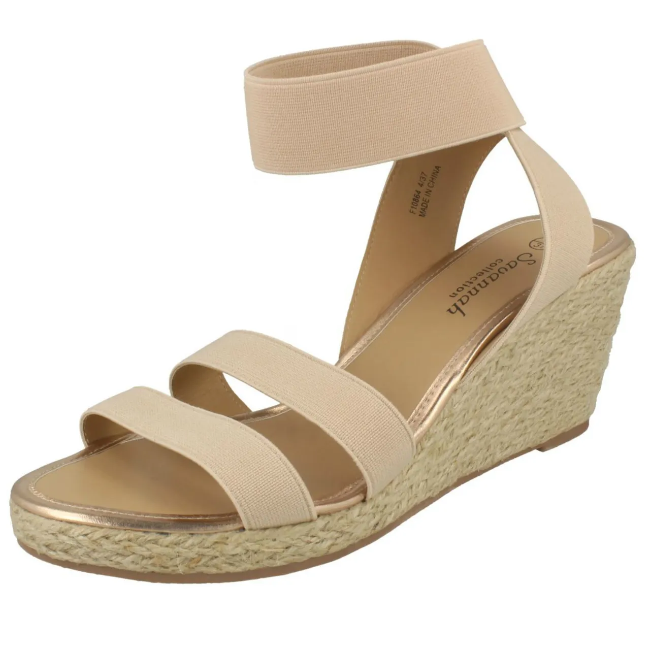 Elastic Ankle Strap Wedge for Women by Ladies Savannah