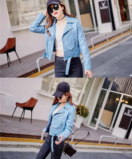 Korean Style Slim Leather Moto Jacket