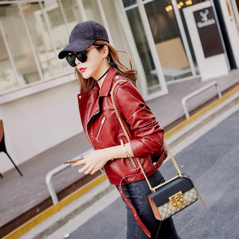 Korean Style Slim Leather Moto Jacket