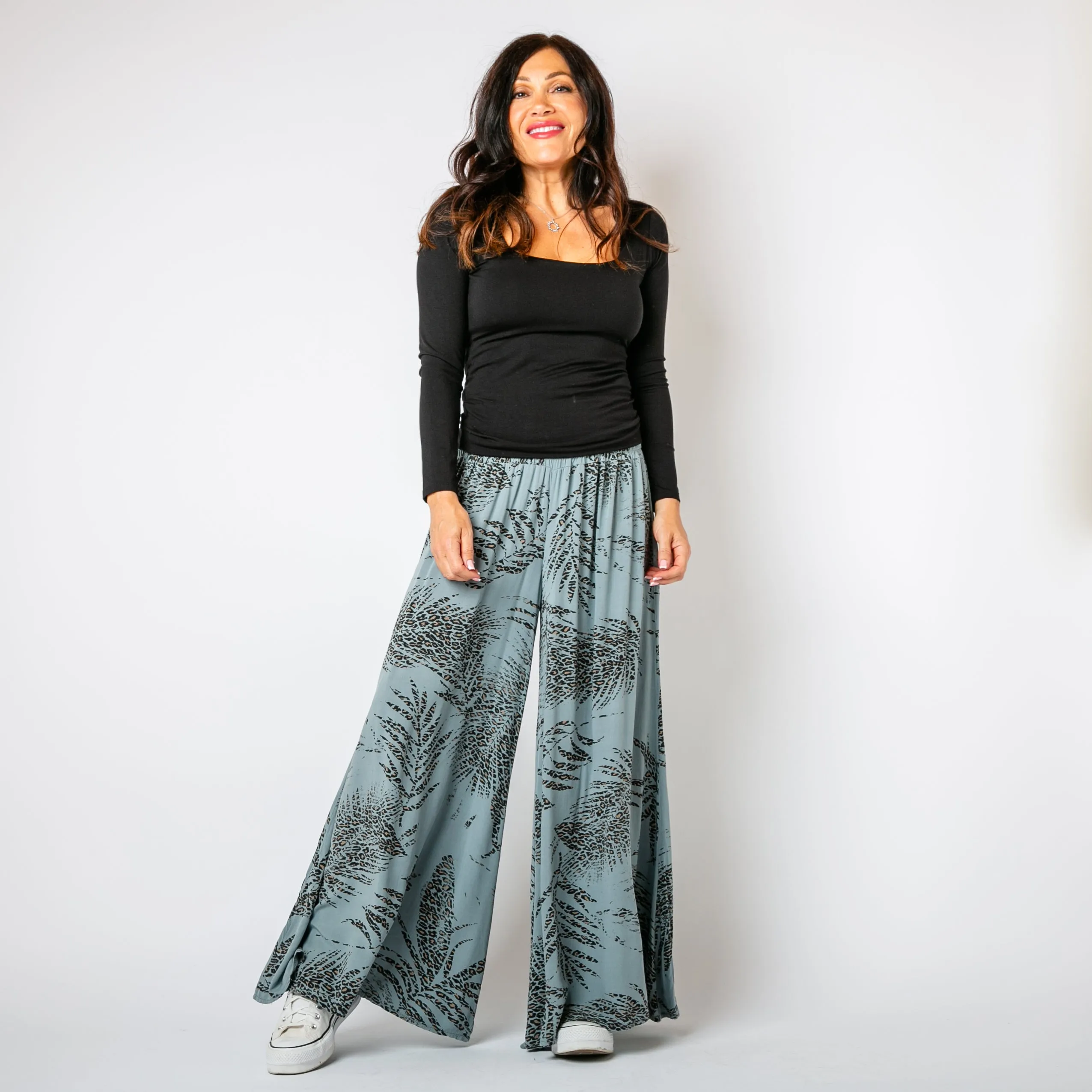 Leopard Leaf Wide Leg Trousers