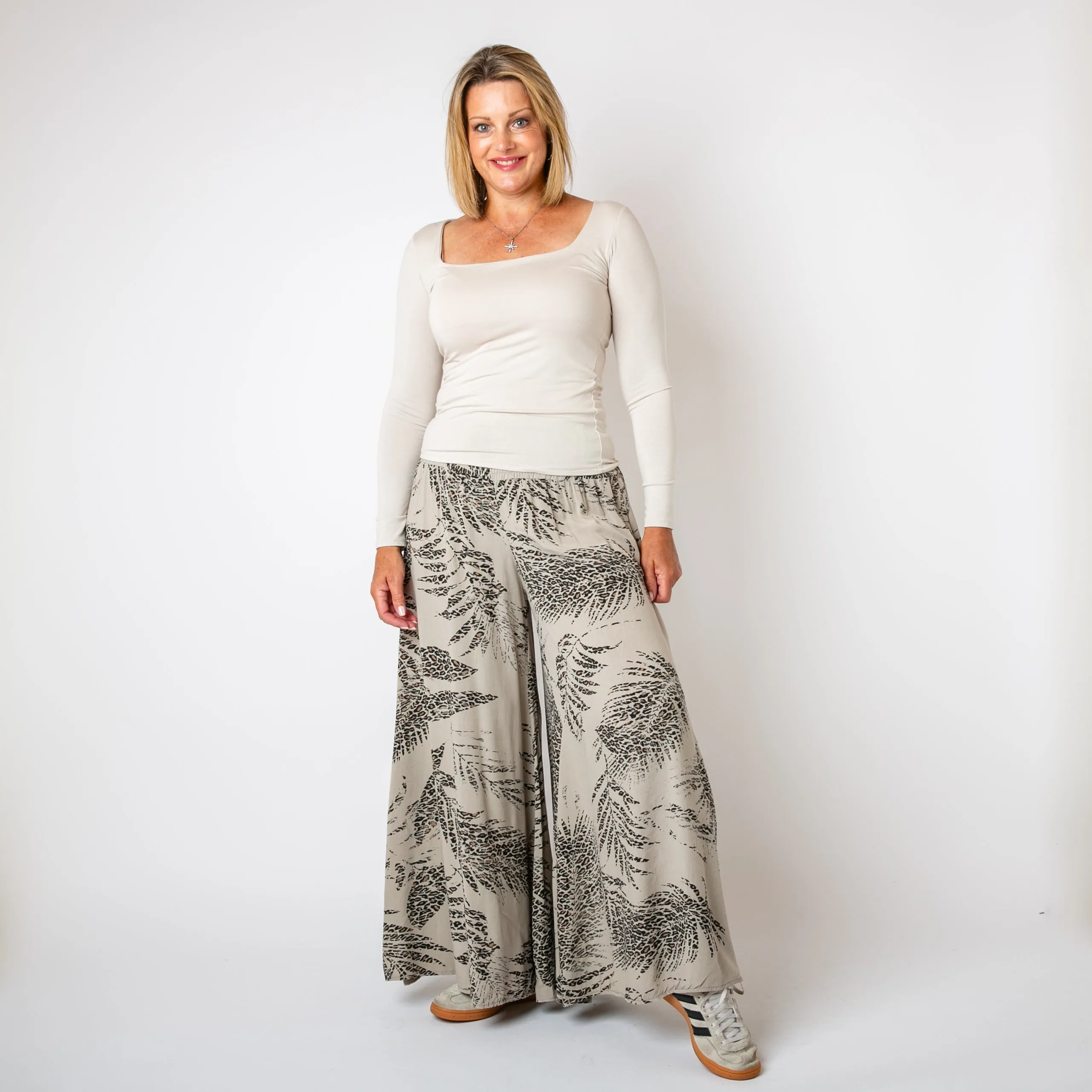 Leopard Leaf Wide Leg Trousers