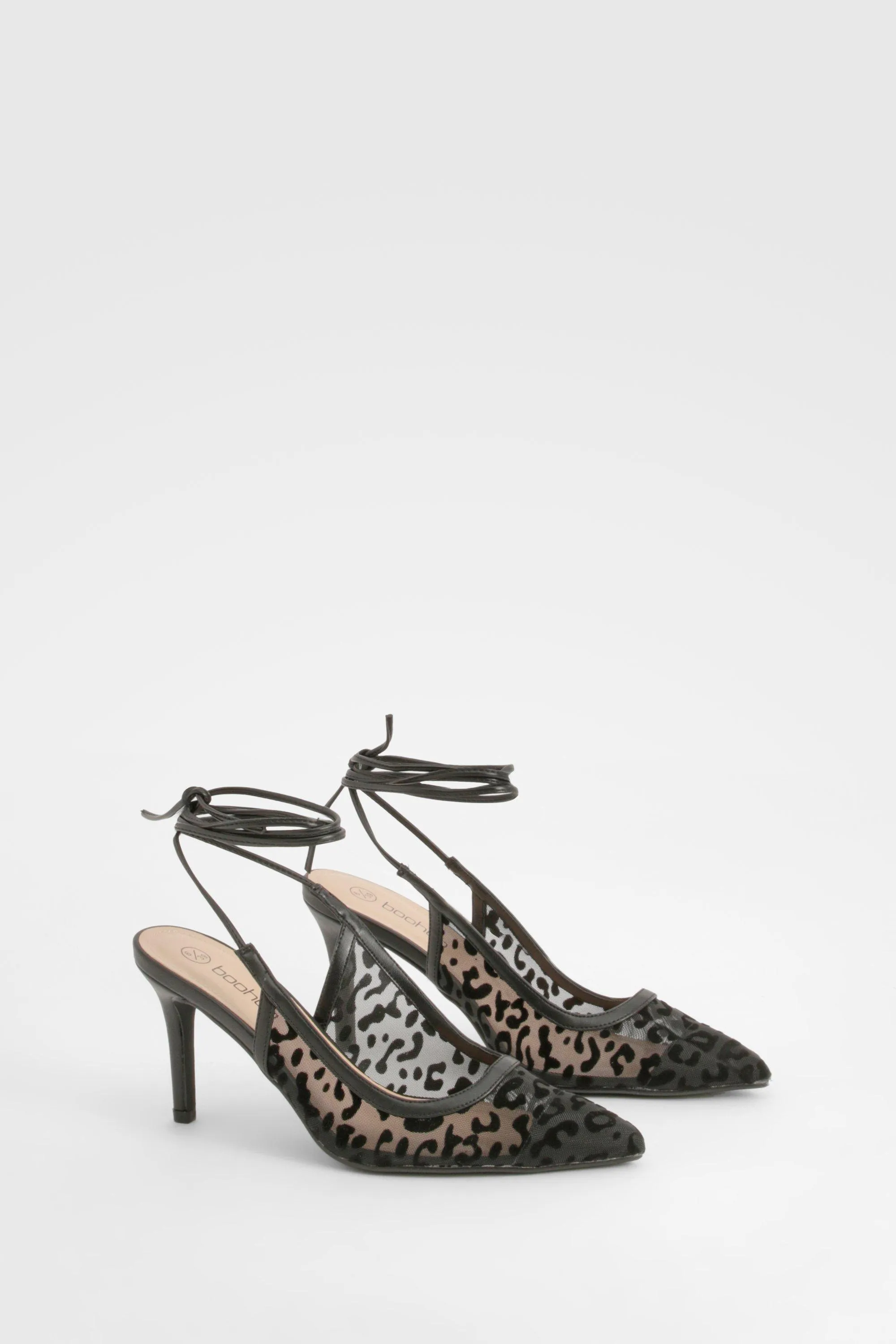 Leopard Mesh Lace Up Court Shoes