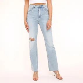 Light Blue Straight Ripped Jeans