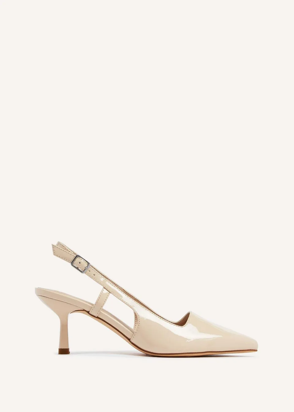 Linzi Dionne Nude Faux Patent Stiletto Court Heels