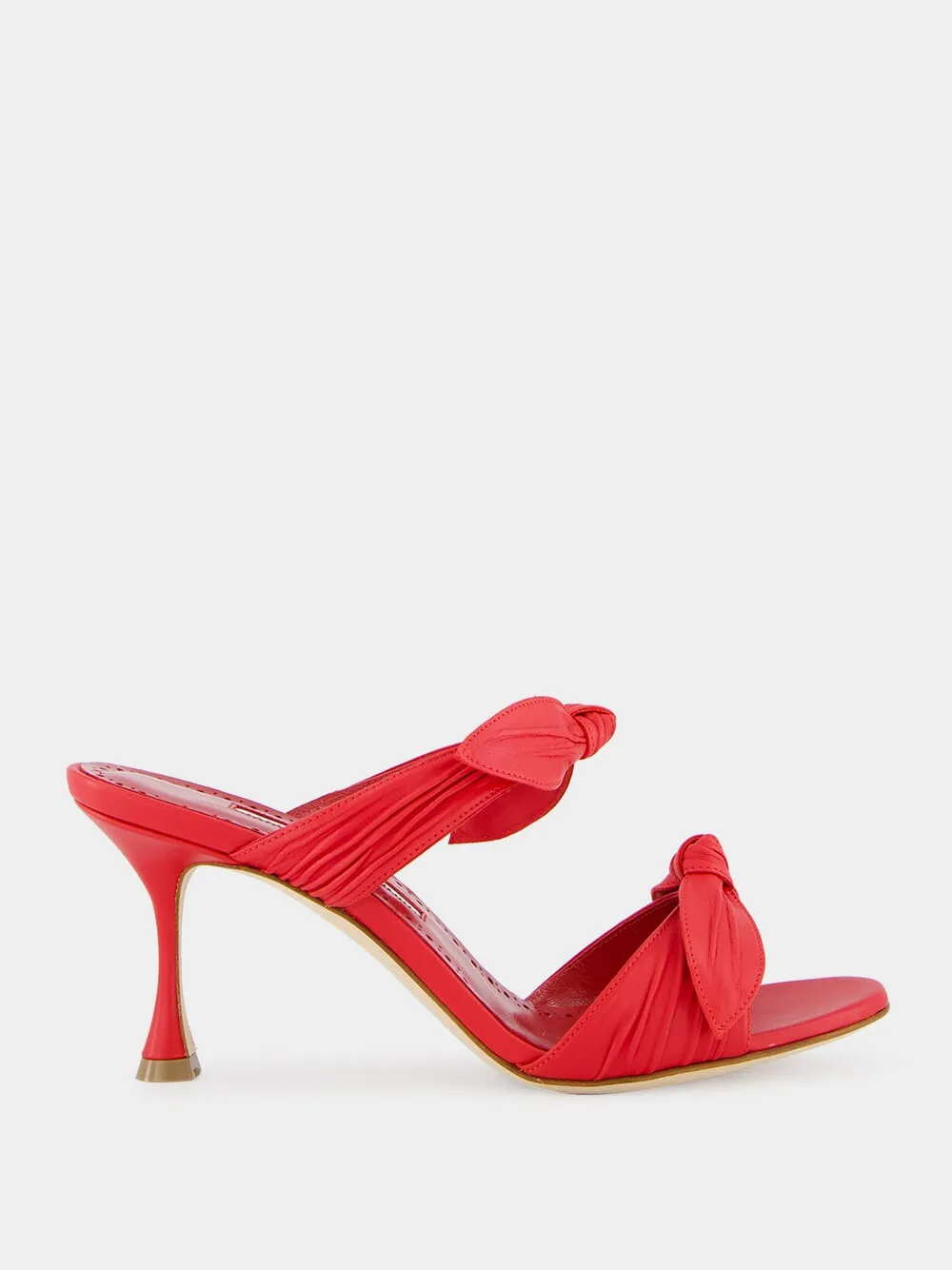 Lollo Red Nappa Leather Bow Detail 70mm Mules