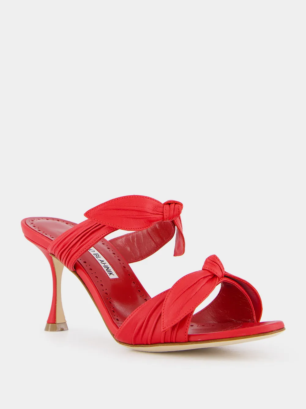 Lollo Red Nappa Leather Bow Detail 70mm Mules