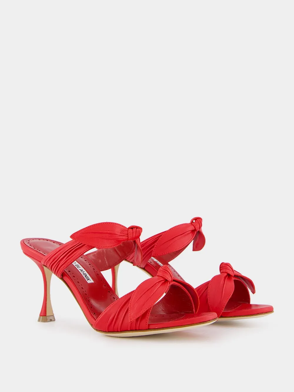 Lollo Red Nappa Leather Bow Detail 70mm Mules