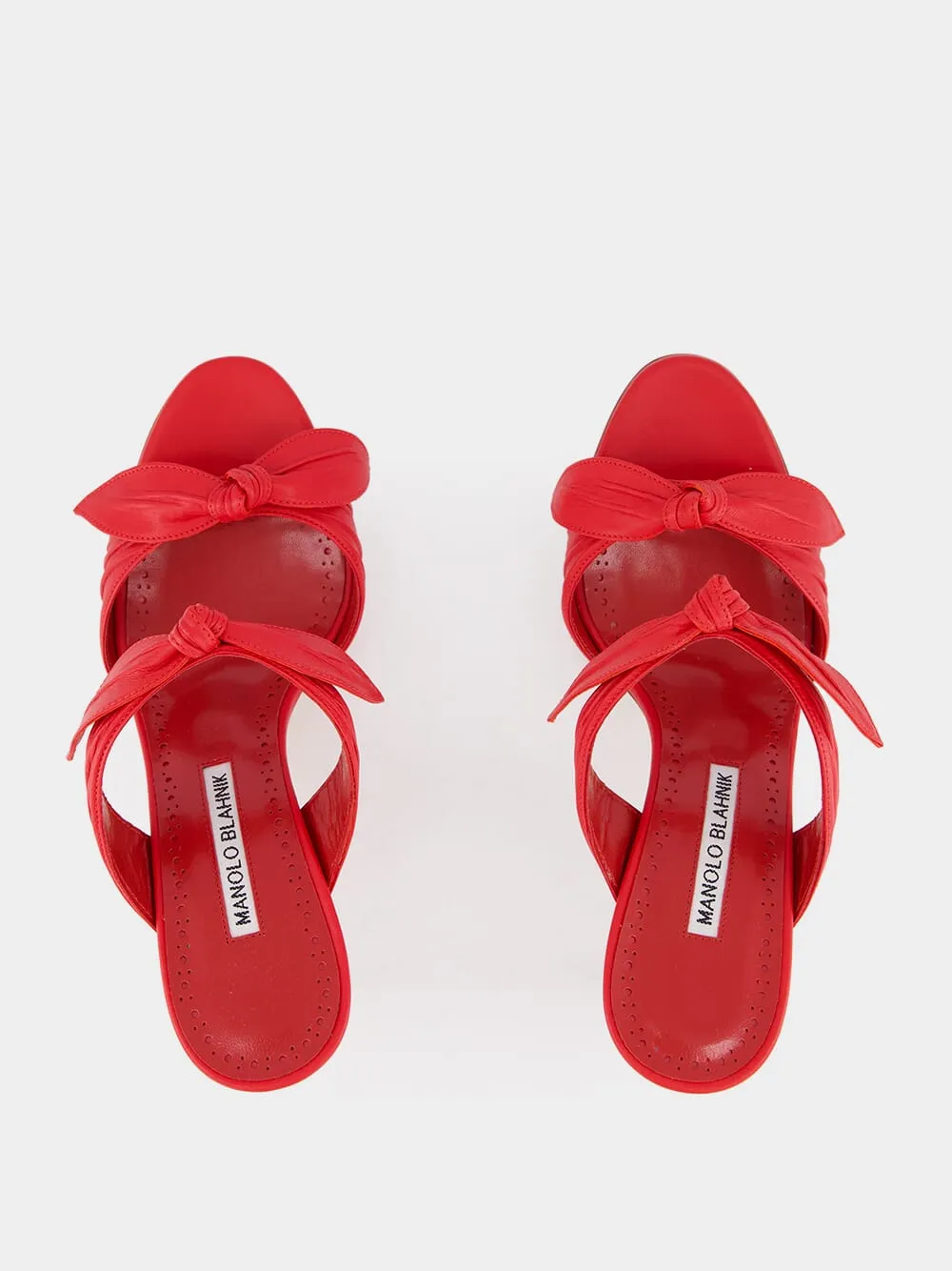 Lollo Red Nappa Leather Bow Detail 70mm Mules