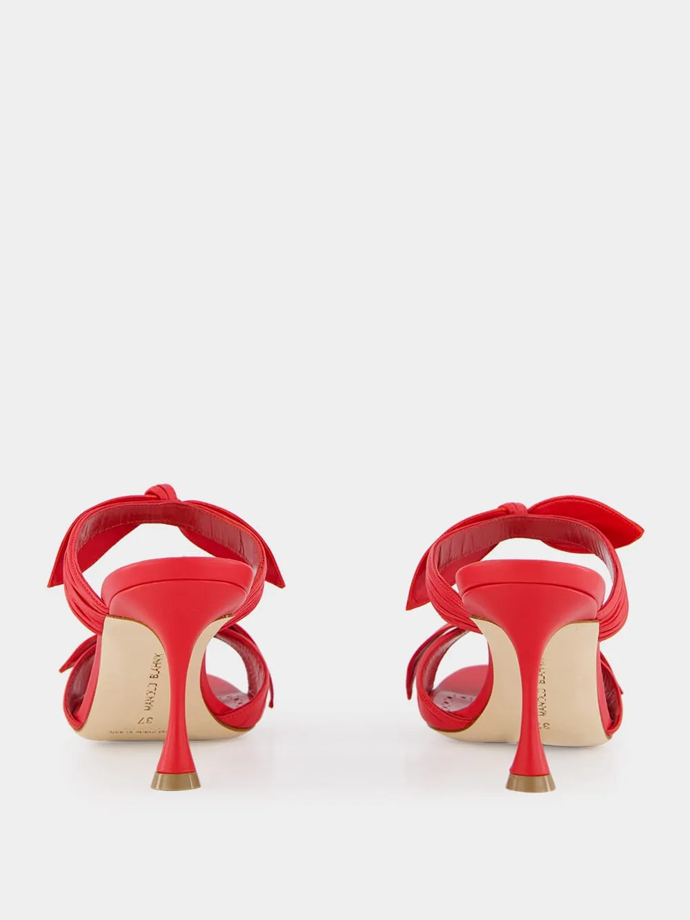 Lollo Red Nappa Leather Bow Detail 70mm Mules