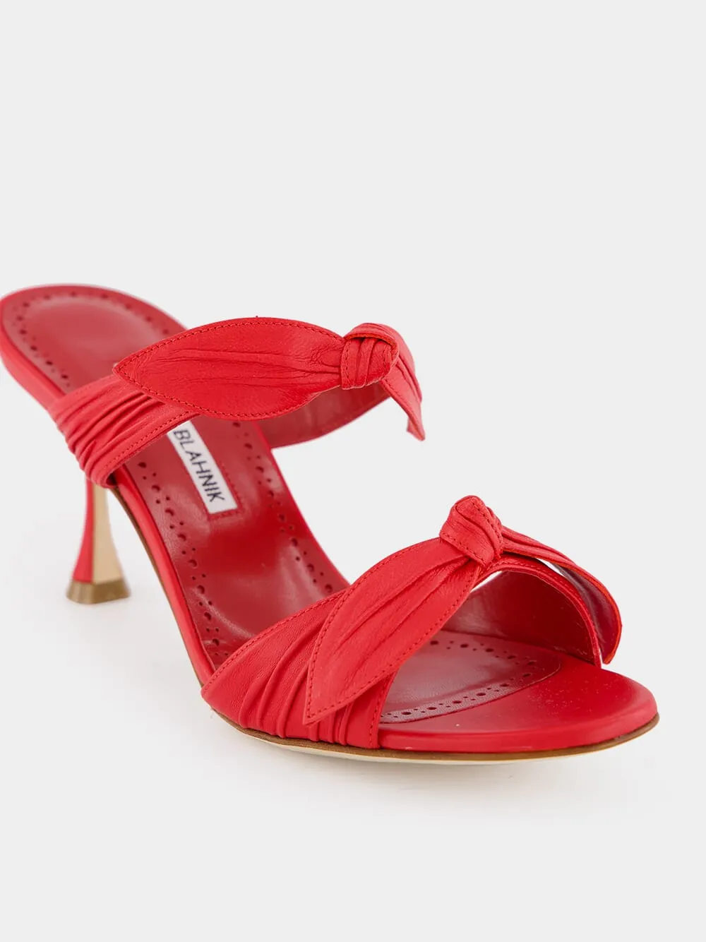 Lollo Red Nappa Leather Bow Detail 70mm Mules