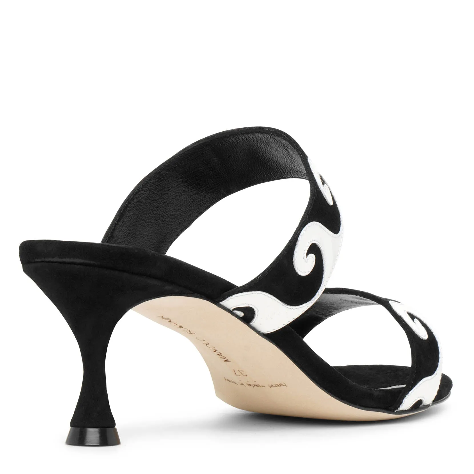 Manolo Blahnik Bemusa 50 black and white mules