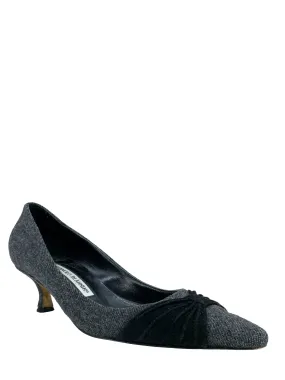 Size 7.5 Manolo Blahnik Fabric Suede Vamp Pumps