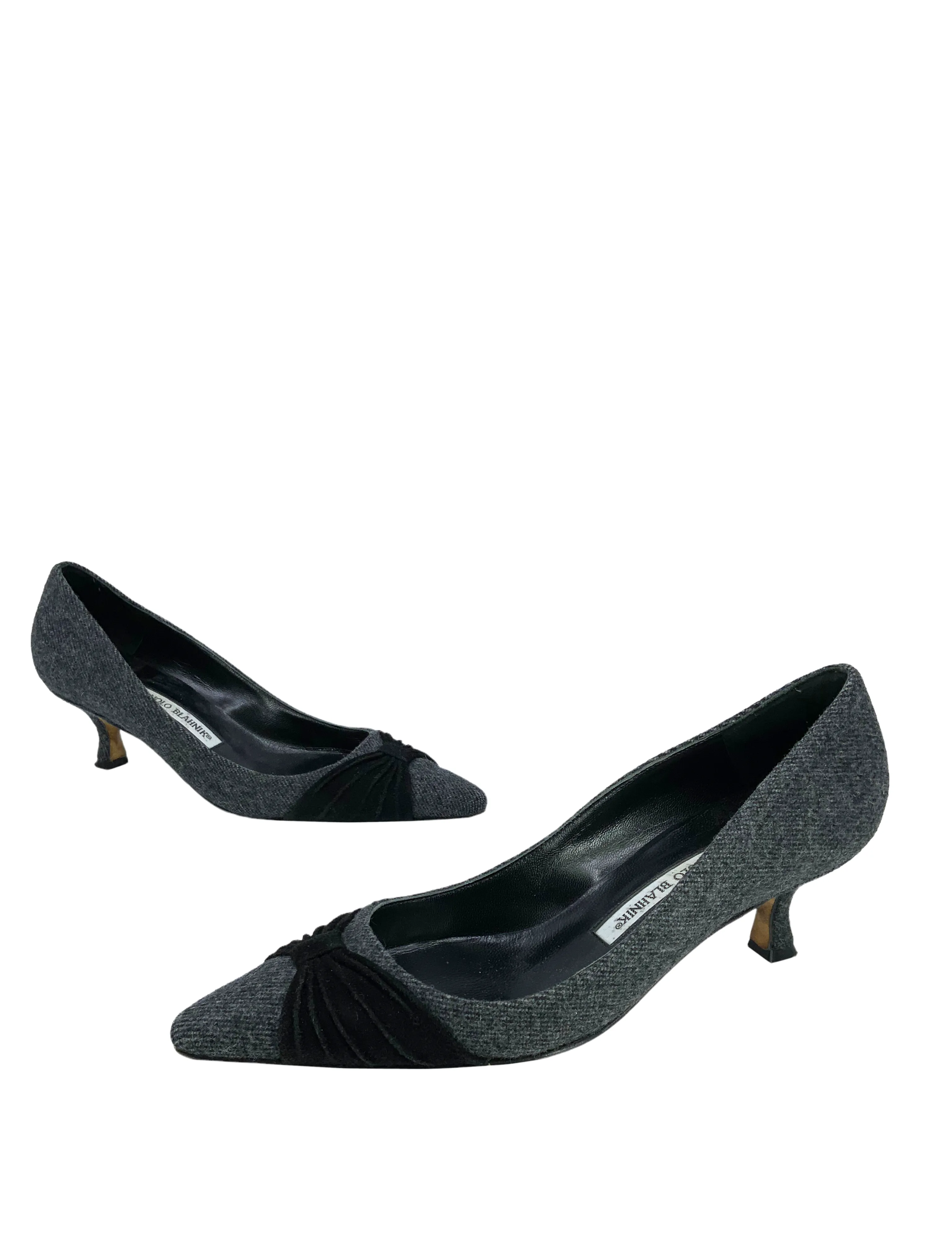 Size 7.5 Manolo Blahnik Fabric Suede Vamp Pumps