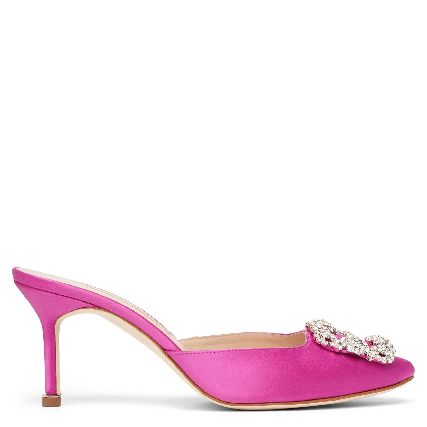 Manolo Blahnik Hangisimu 70 pink satin mules