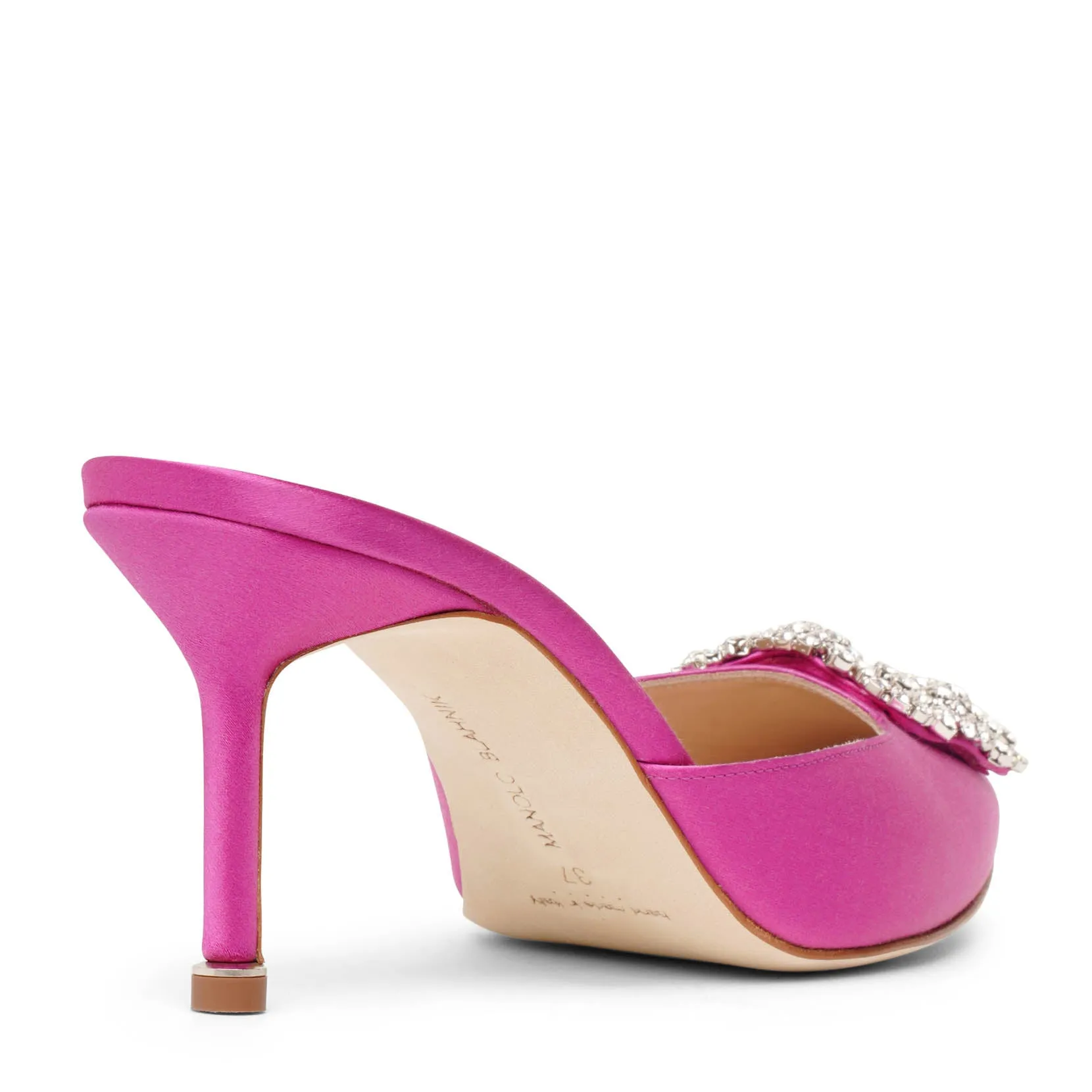 Manolo Blahnik Hangisimu 70 pink satin mules