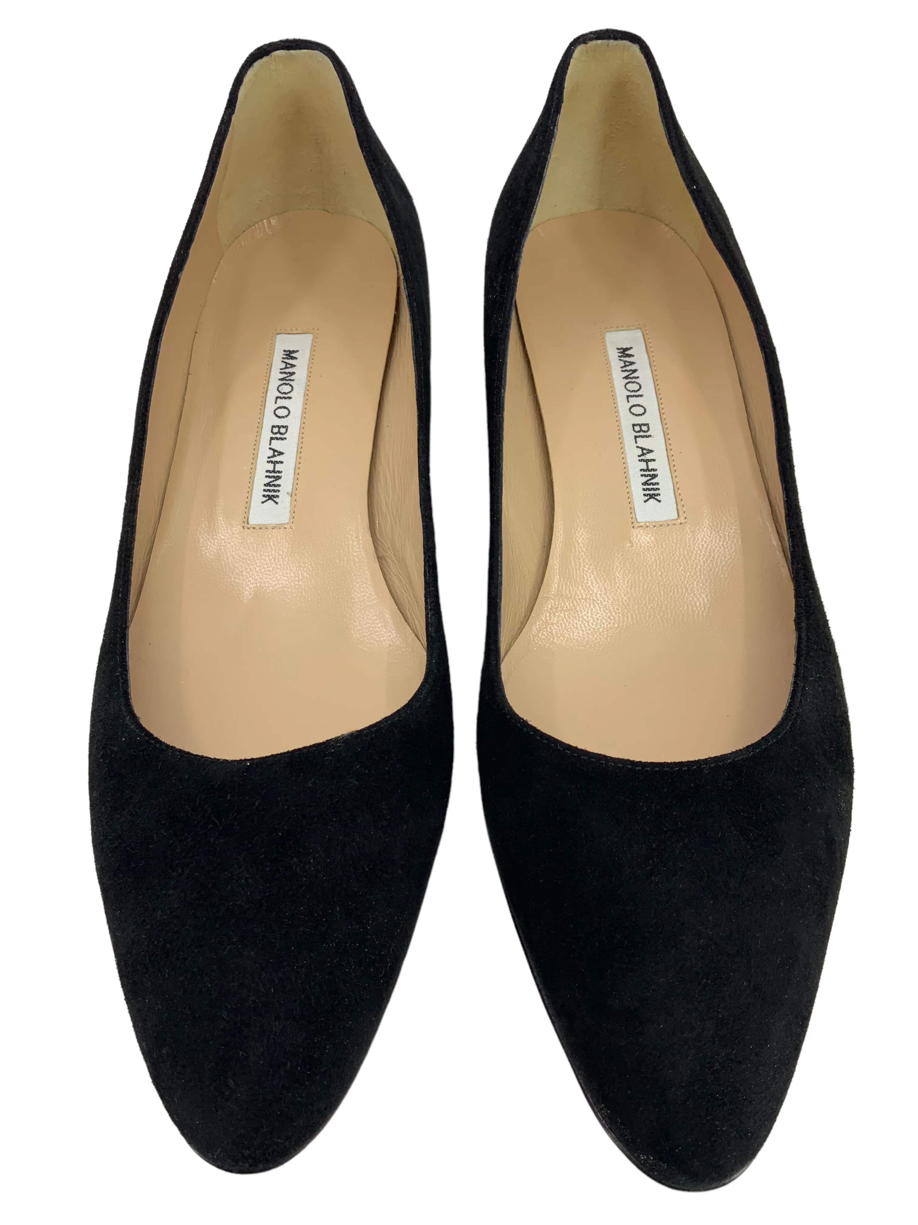 Manolo Blahnik Listony Block Heel Suede Pumps Size 8.5