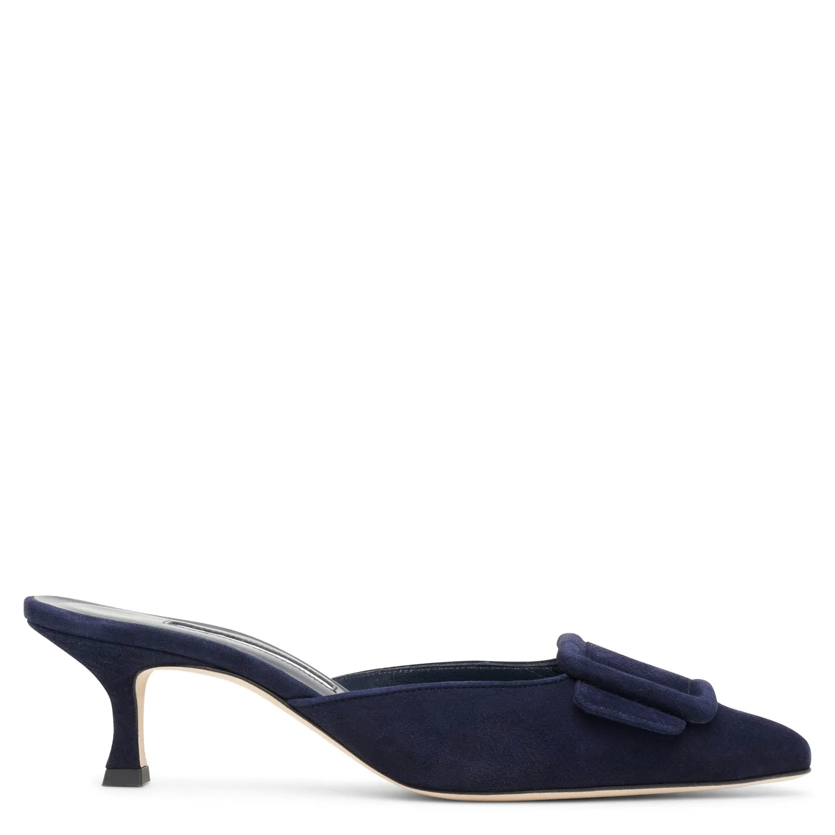 Manolo Blahnik Maysale 50 navy suede mules