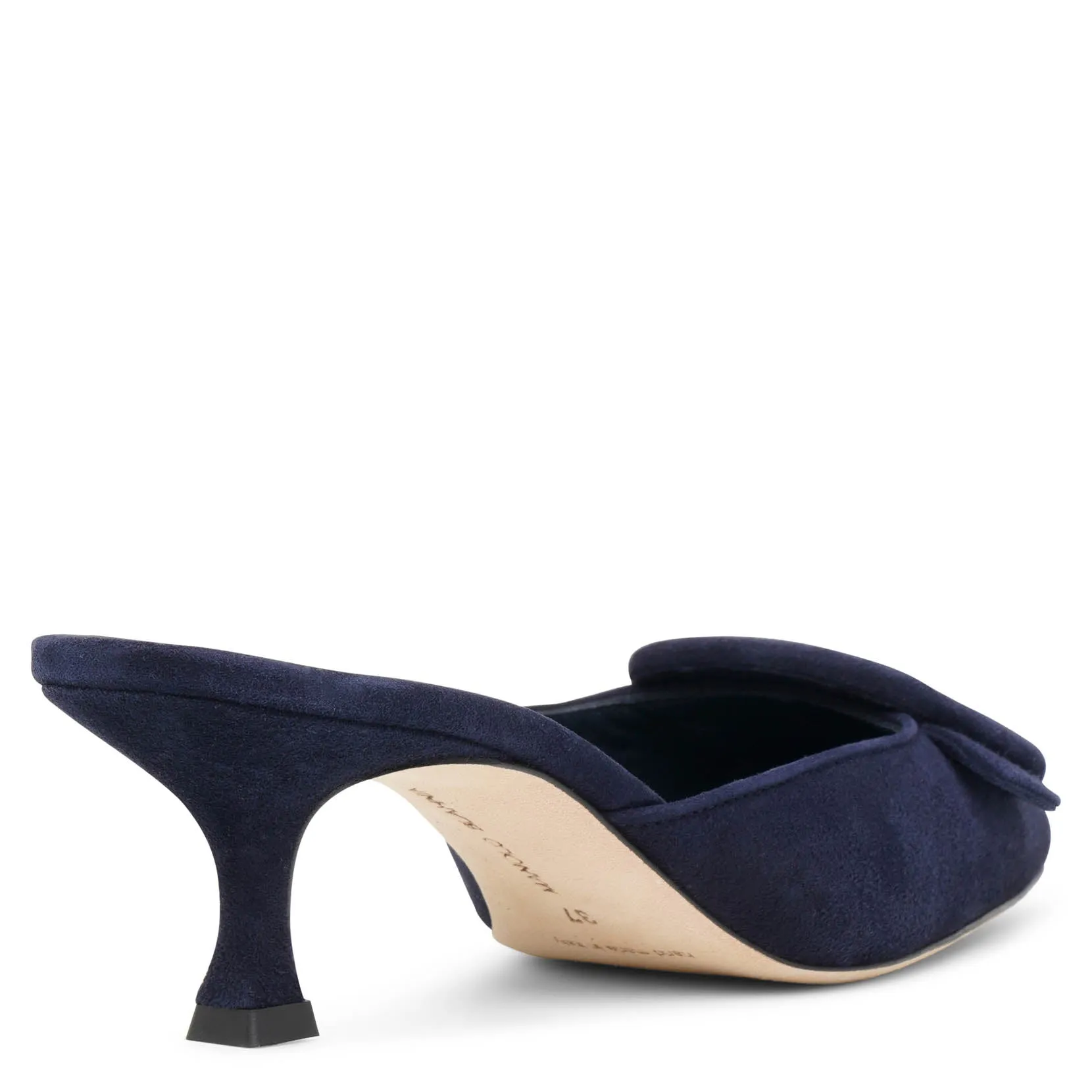 Manolo Blahnik Maysale 50 navy suede mules