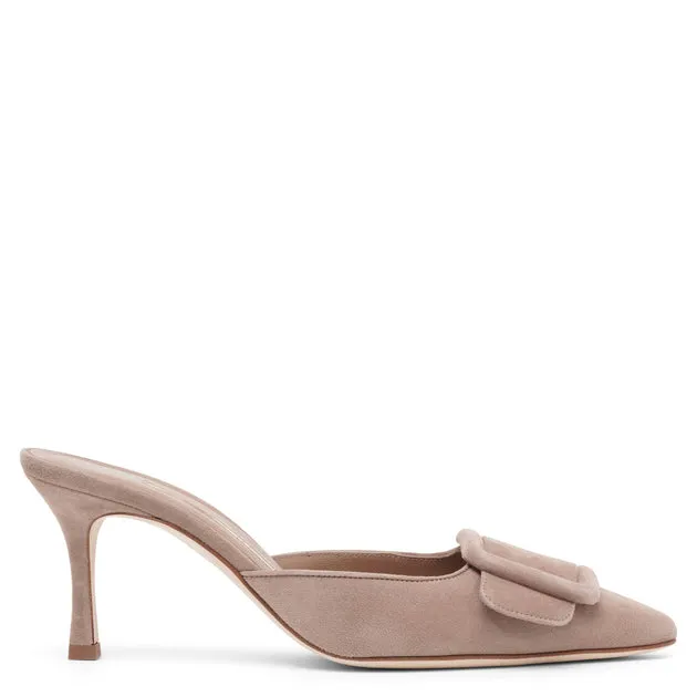 Manolo Blahnik Maysale 70 beige suede mules