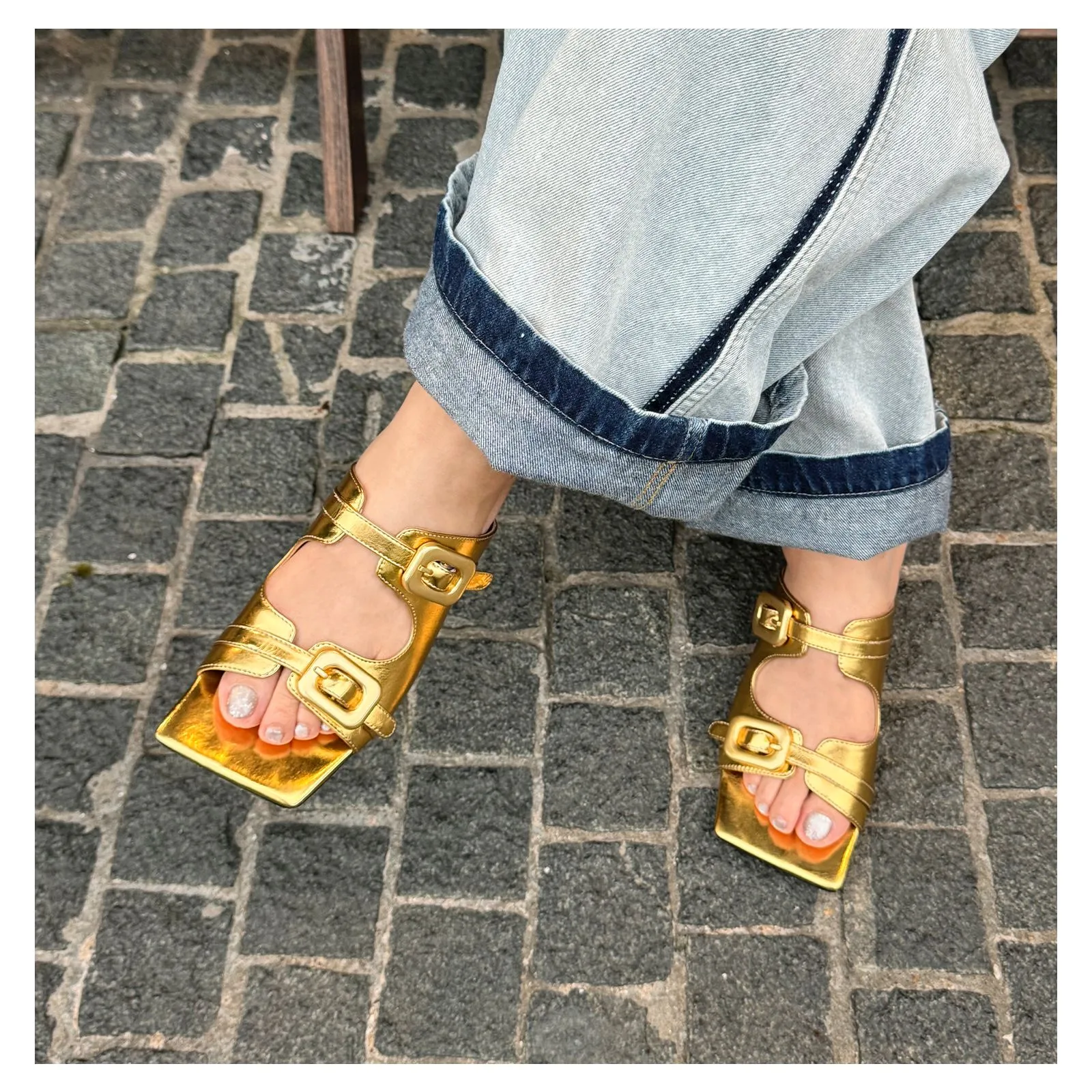 Buckle Accent Mules Sandals