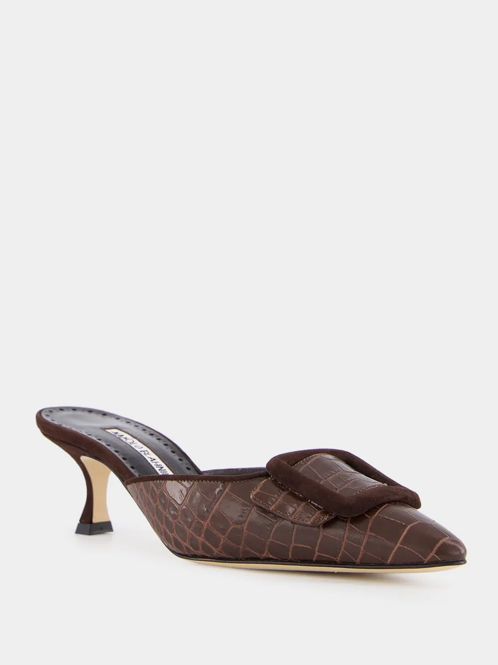 Maysalebi Brown Calf Leather Buckle Detail Mules