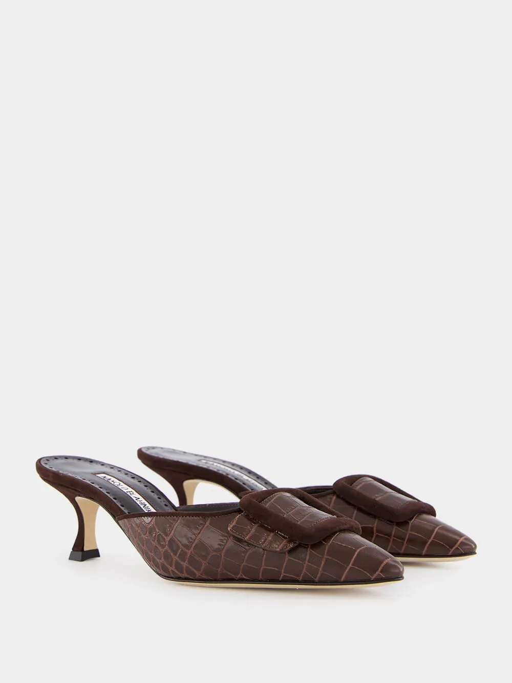 Maysalebi Brown Calf Leather Buckle Detail Mules