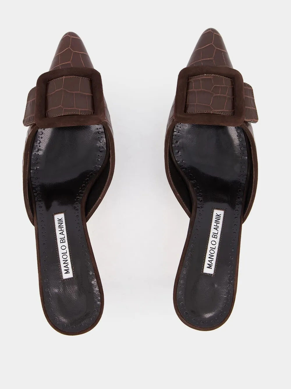 Maysalebi Brown Calf Leather Buckle Detail Mules