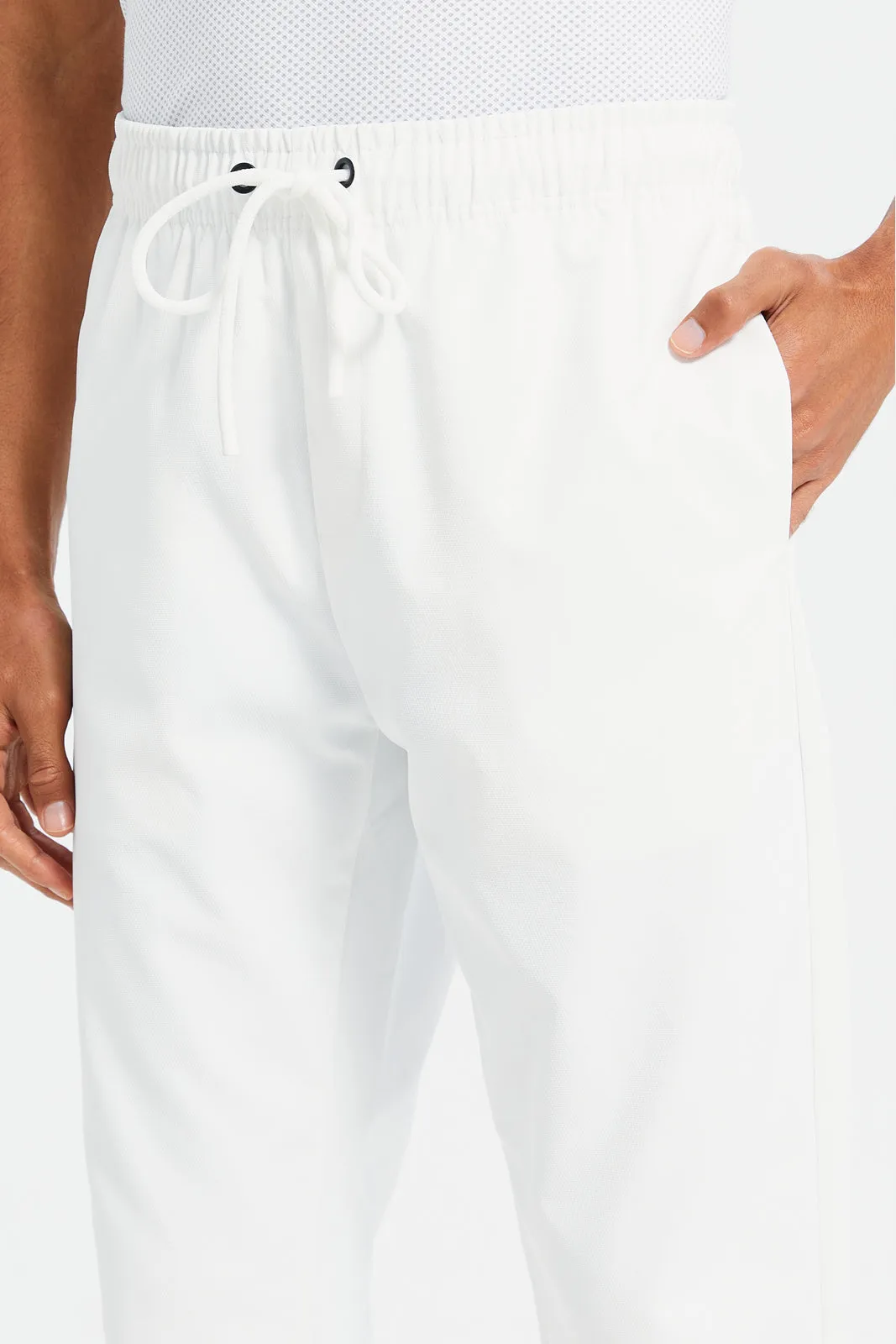 Men White Jogger Fit Trousers