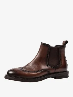 Men's Black Cowhide Chelsea Dress Boots with Round Toe