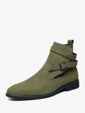 Green Suede Leather Men's Chelsea Monk Strap Jodhpur Boots