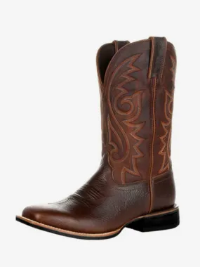 Men's Boots Cowboy Boots Coffee Brown Pointed Toe Mid Calf Boots