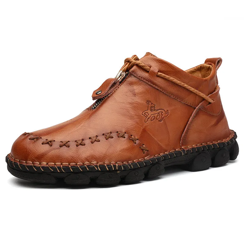 Men's Casual Leather Tooling Boots Outdoor.