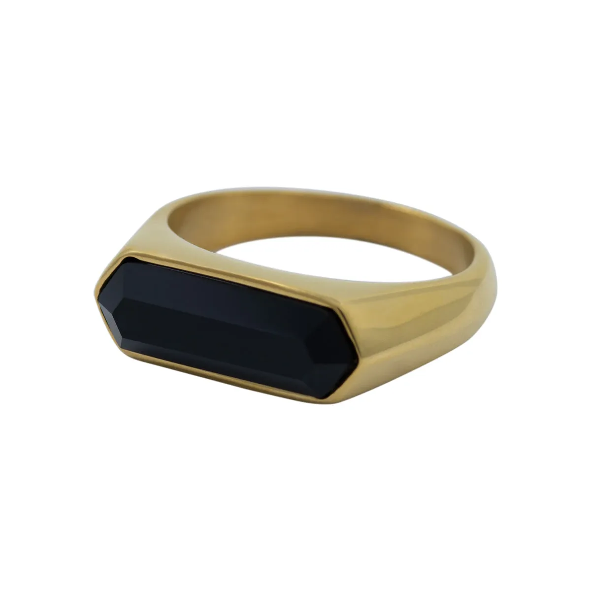 Men's Onyx Signet Ring with Gold Bar