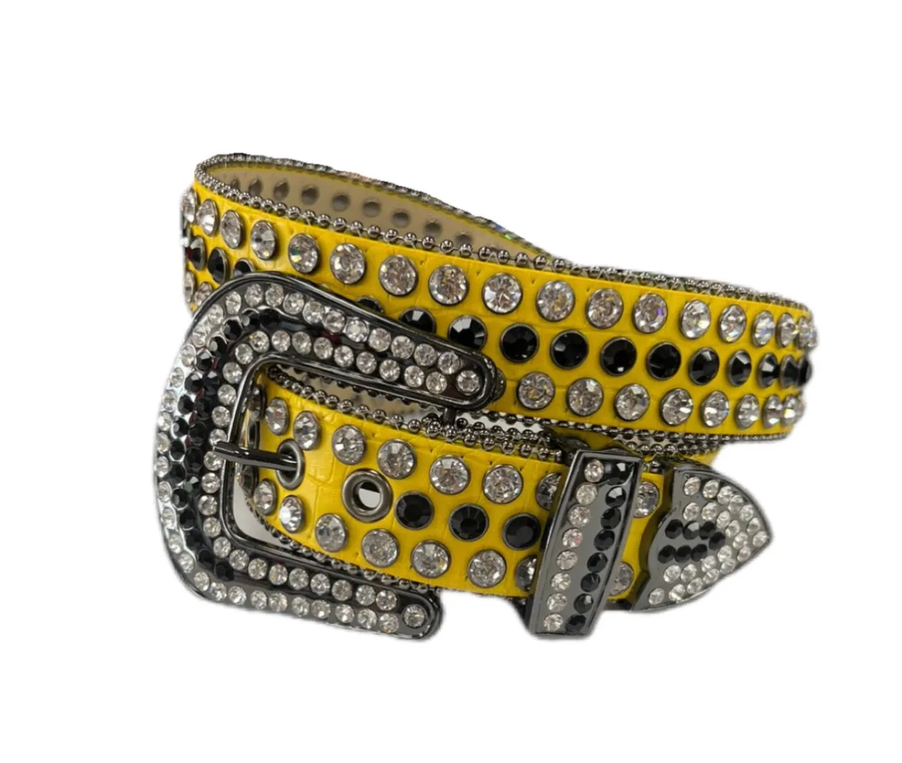 Men's Rhinestones Belt YELLOW/WHITE/BLACK