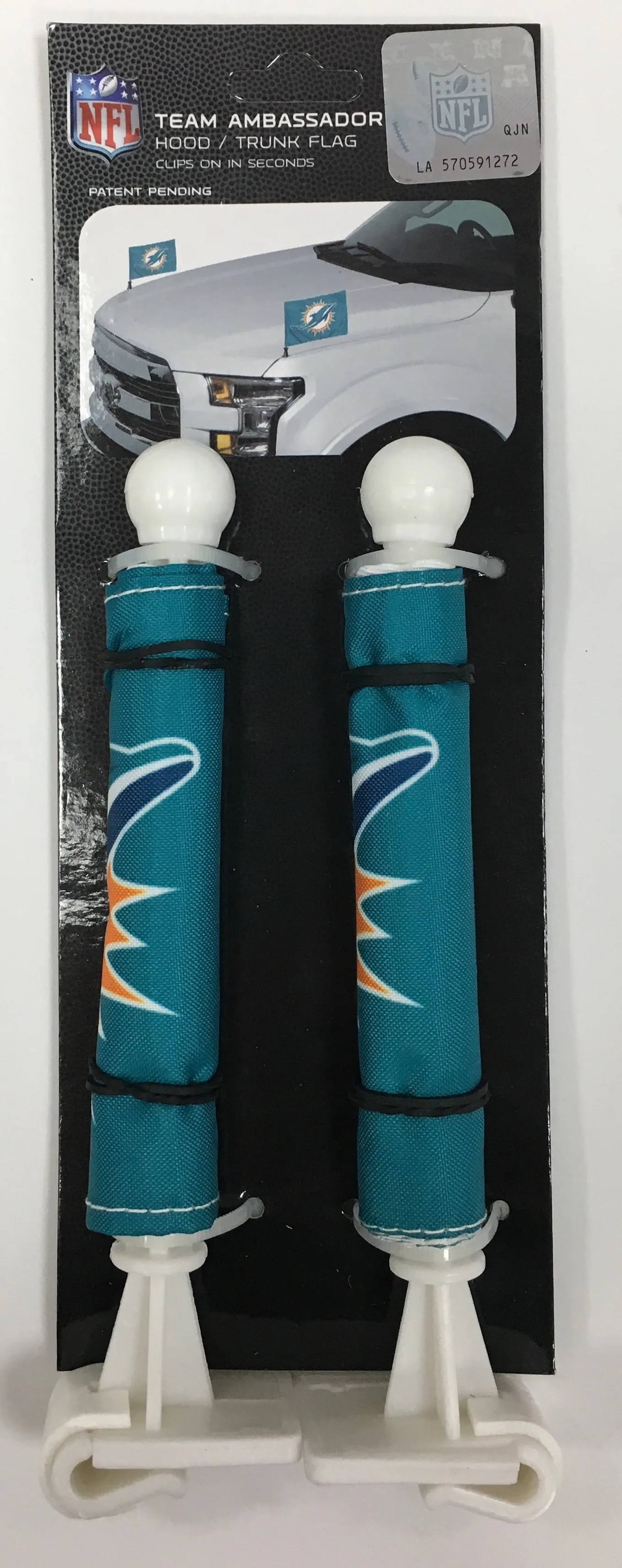 Miami Dolphins Team Ambassador Hood / Trunk Car Flag - Set of 2