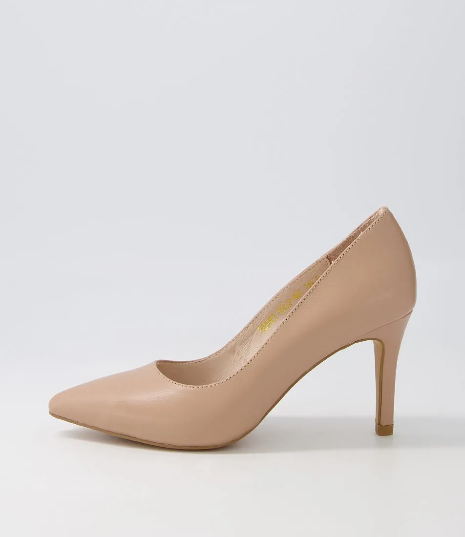 MIDAS Berri Half Dark Nude Leather Pump Heels