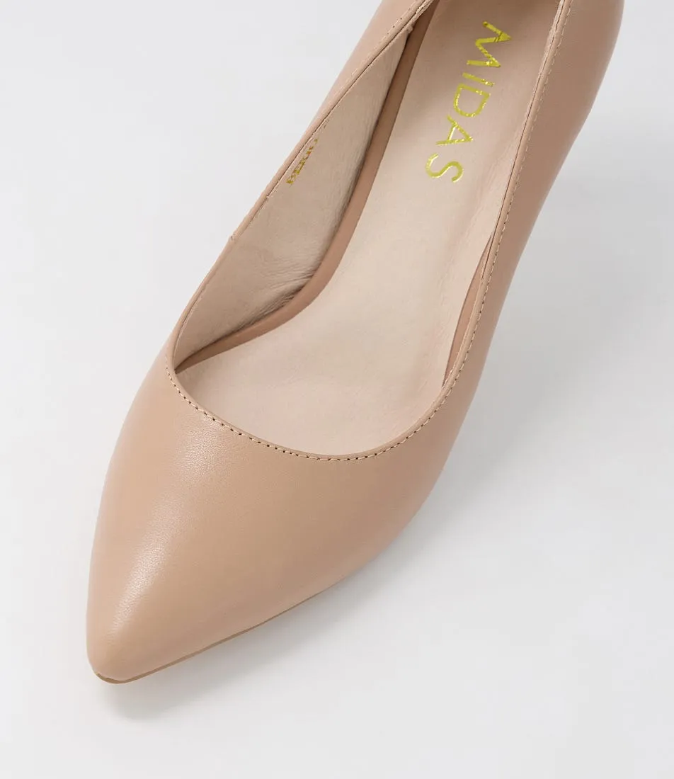 MIDAS Berri Half Dark Nude Leather Pump Heels