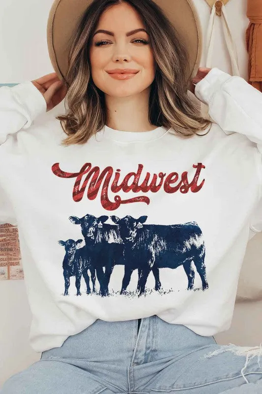 Midwest cow print sweatshirt.