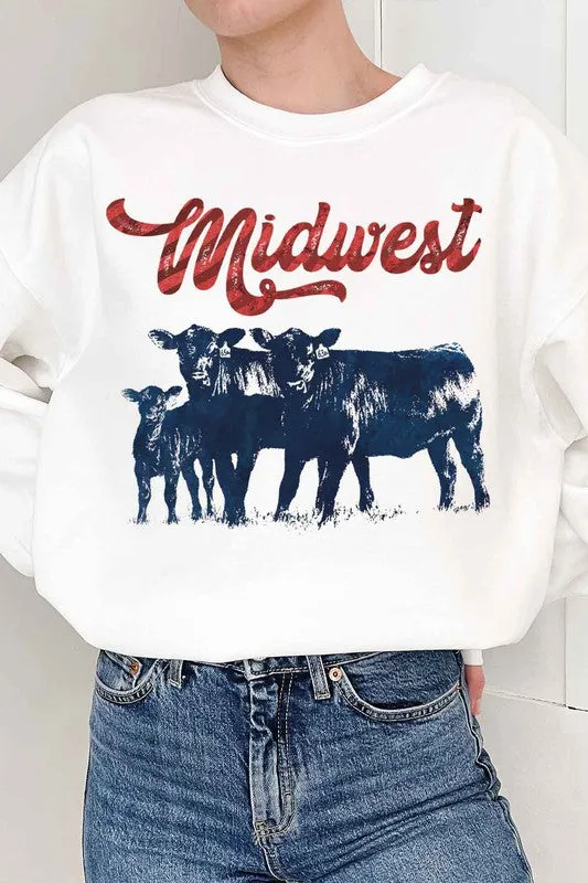 Midwest cow print sweatshirt.