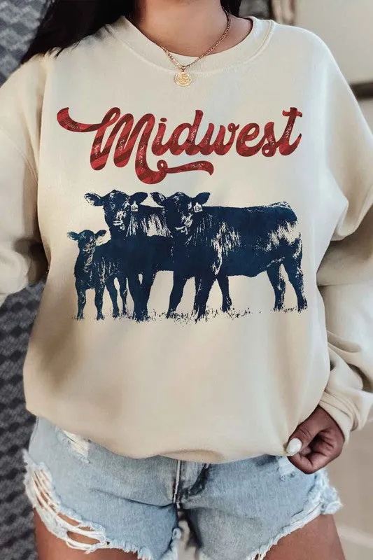 Midwest cow print sweatshirt.