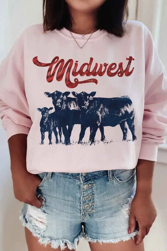 Midwest cow print sweatshirt.