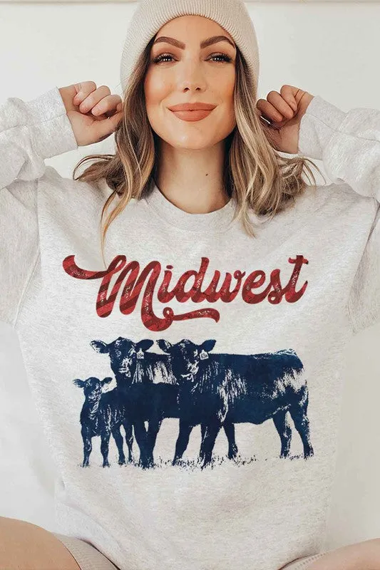 Midwest cow print sweatshirt.