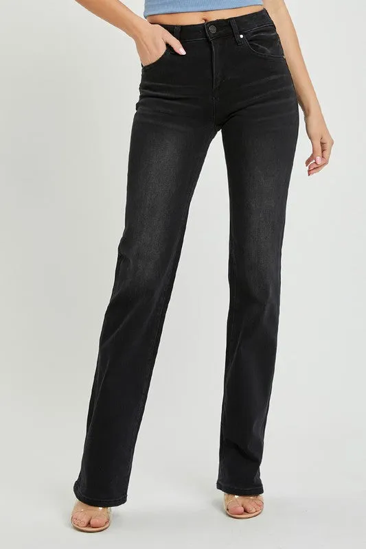 Mirah Mid Rise Slim Straight Jeans - Black