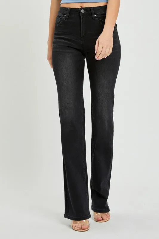 Mirah Mid Rise Slim Straight Jeans - Black